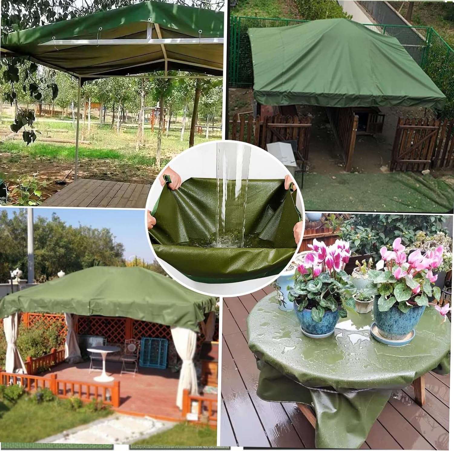 Teloni, Telone Verde Resistente – Copertura Impermeabile Ispessita per Campeggio, Tenda e Uso Multiuso – Telone Resistente Antipioggia con Occhielli in Metallo (9,84x19,6 Piedi, Diverse dime