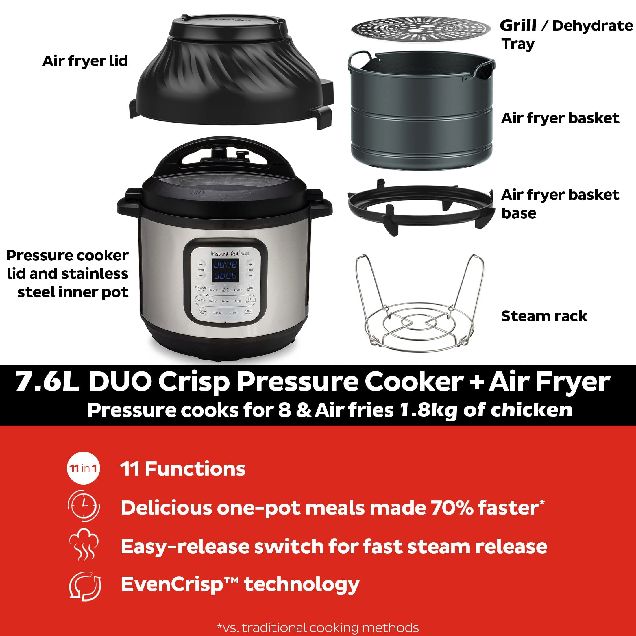 Buy Instant Pot Duo Crisp + Air Fryer 11in1 Multicooker, 7.6L