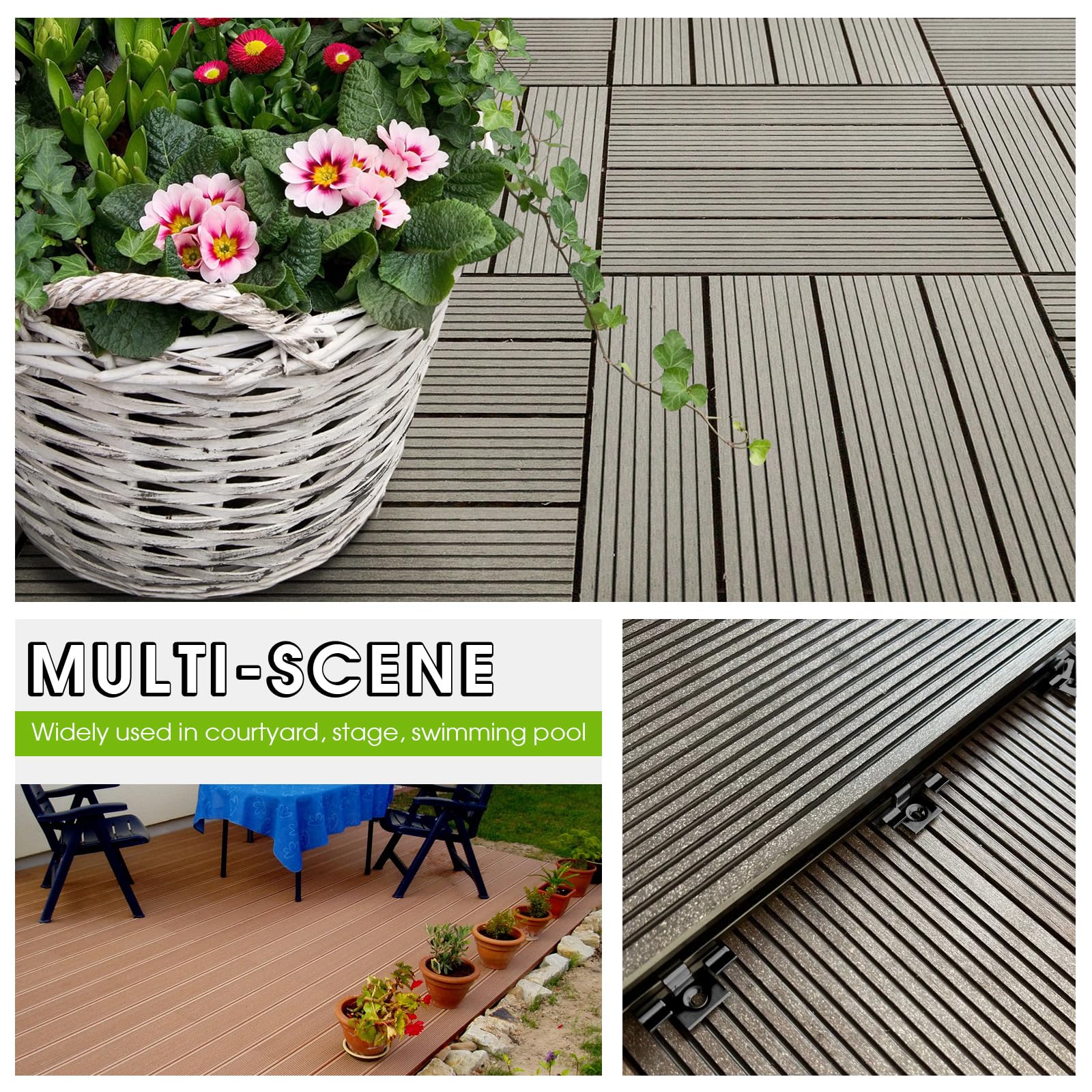 Lot de 100 Clips pour terrasse 9,5 mm Fermeture pour terrasse en WPC Pince pour terrasse en acier pour terrasse en composite Fixation invisible Agrafette de fixation Plage de serrage, Noir