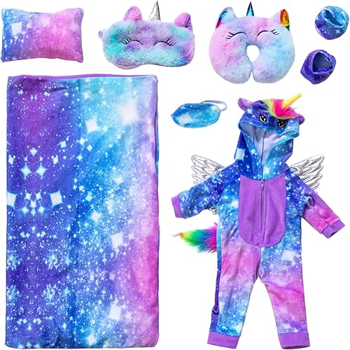 Miniatura 2 de Ecore Fun - Juego de 7 piezas de accesorios para muñecas americanas de 180in incluye ropa de muñeca y saco de dormir para muñecas pijama azul