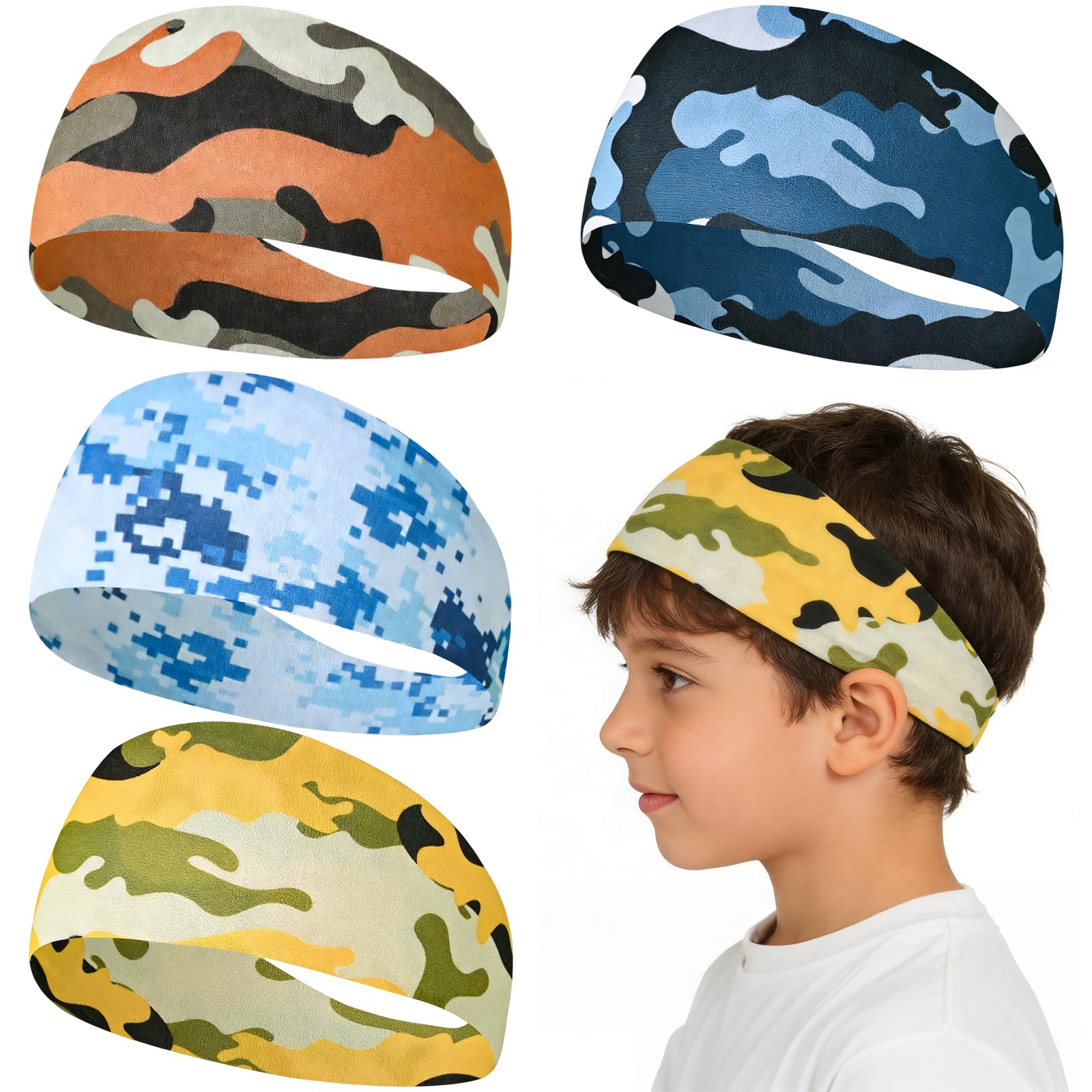 4 fasce sportive per bambini e ragazzi,traspiranti fascia elastica per il sudore,per Corsa, Ciclismo,Allenamento,Calcio