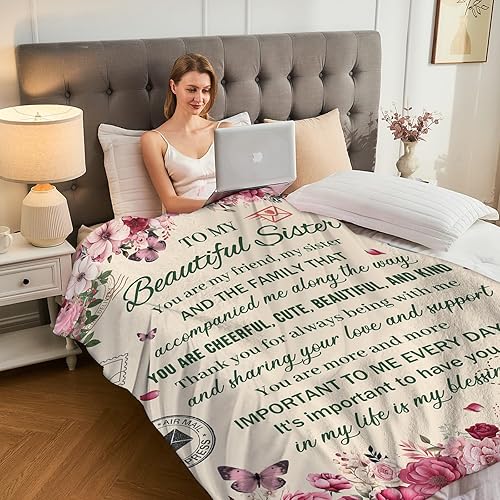 Miniatura 2 de NVDOXSA Regalos para mi hermana, manta de regalo para hermana de hermana hermano, manta de flores para hermana, regalo de cumpleaños para mujer,