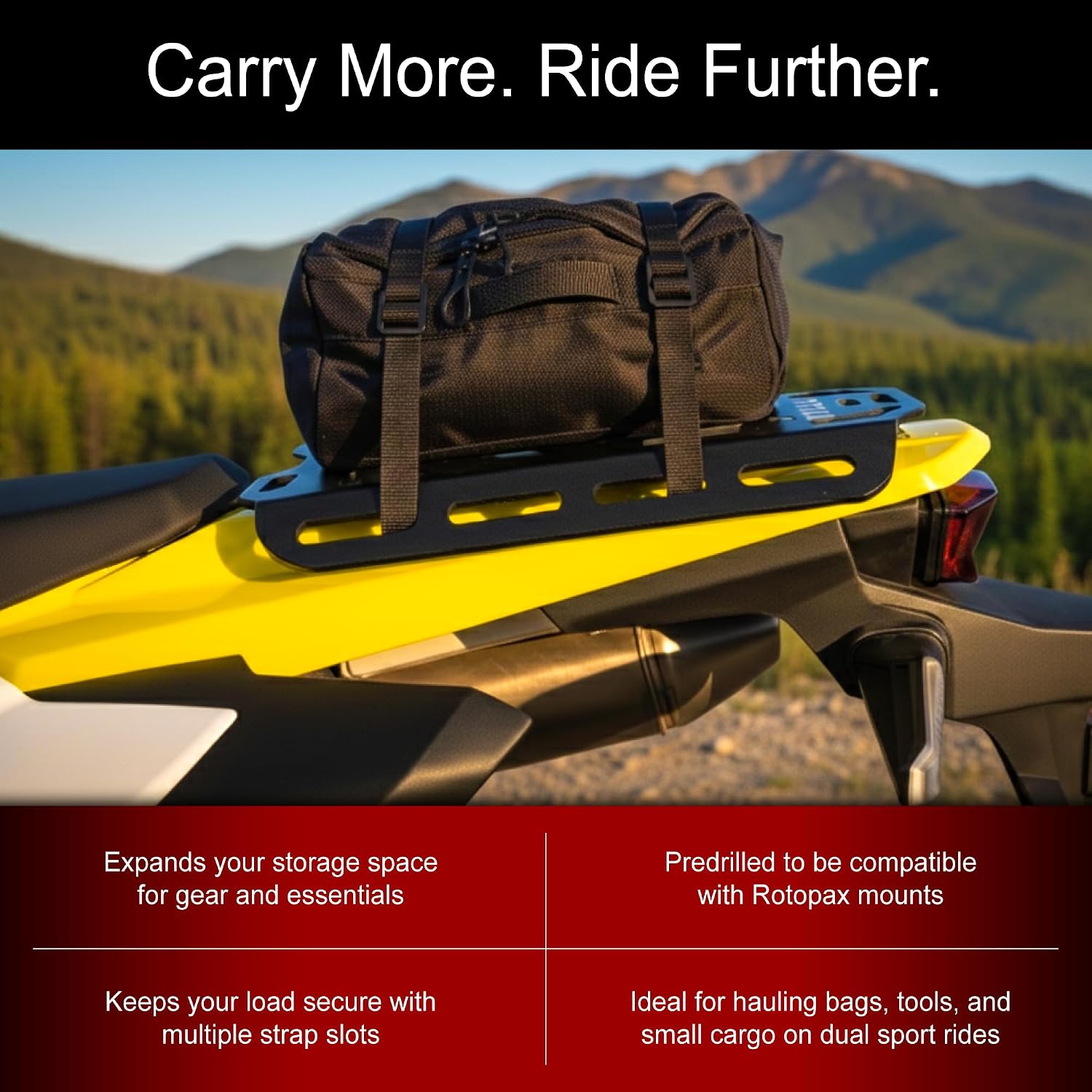 Tusk Top Rack Luggage Carrier Rear Tail Rack Compatible with Suzuki DR-Z 4 S 2025-2026