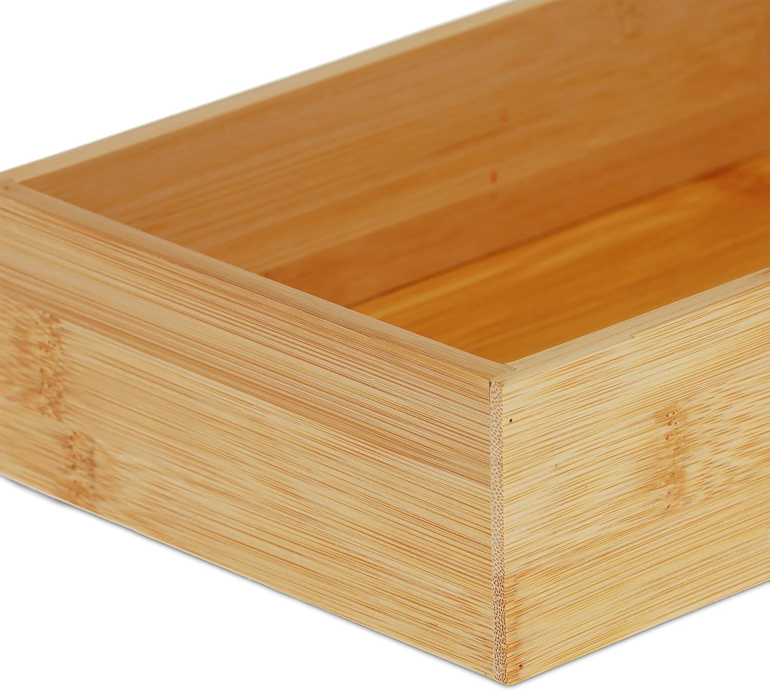 Relaxdays Bamboo Organiser Box, Flat Storage Box, H x D 6 x 30 x 15 cm, Natural