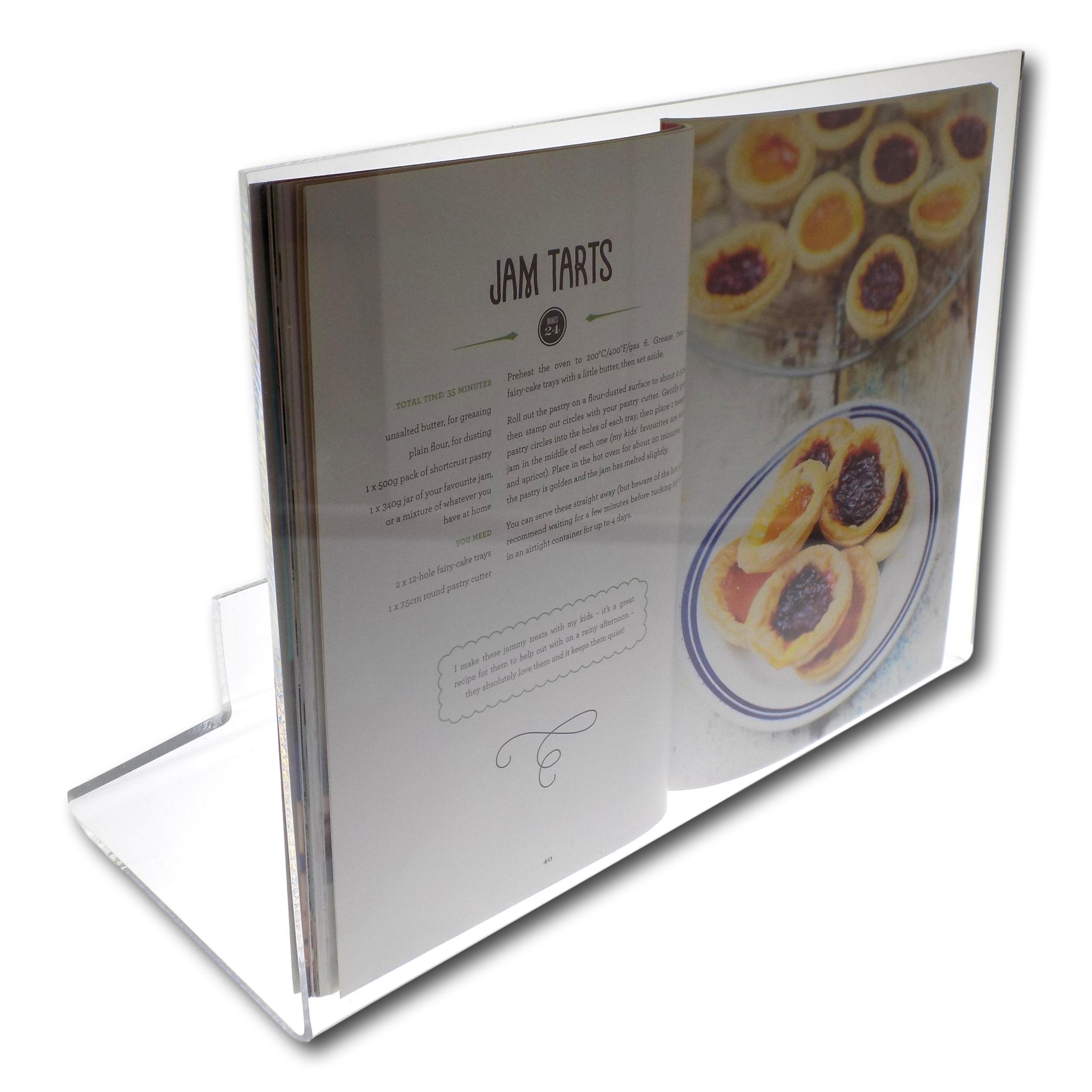 Clear Perspex Acrylic Plastic Cook Book Holder Stand - Splatter and Splash Proof Design to Protect Your Cookbooks from Damage (A4 Book Size 42cm x 31cm)