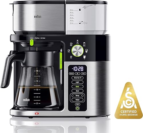 Miniatura 14 de Braun Cafetera multiservir, 7 tamaños programables de preparación / 3 fortalezas + café helado y agua caliente para té, jarra de vidrio (10 tazas)