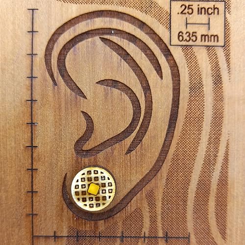 Miniatura 8 de Toaster Waffle Stud Earrings, Frozen Waffles with Butter and Syrup Brunch Food Diner Wood Studs Jewerly