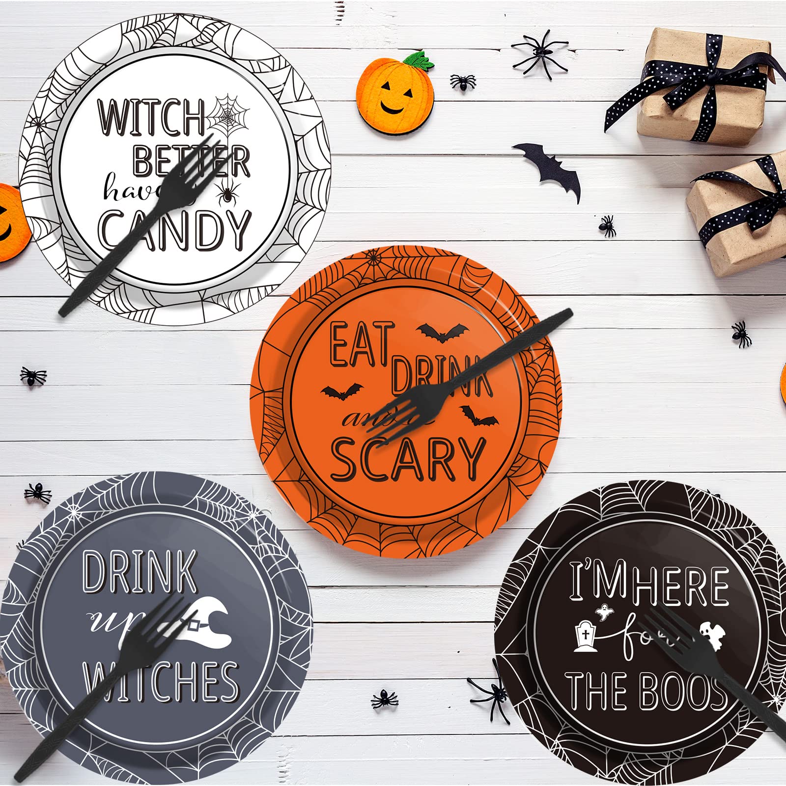 Lot De 24 Assiettes En Carton Jetables Halloween - 17,8 Cm, Motif Zombie Et Mains Sanglantes, Pour Fêtes Et Décoration De Table - 8