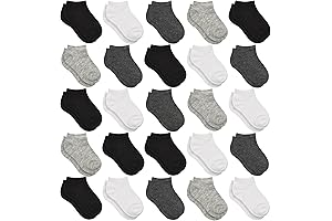 Kids Socks: 25 Pairs of Low-Cut Ankle Socks for Toddler Boys and Girls (Ages 0-14)