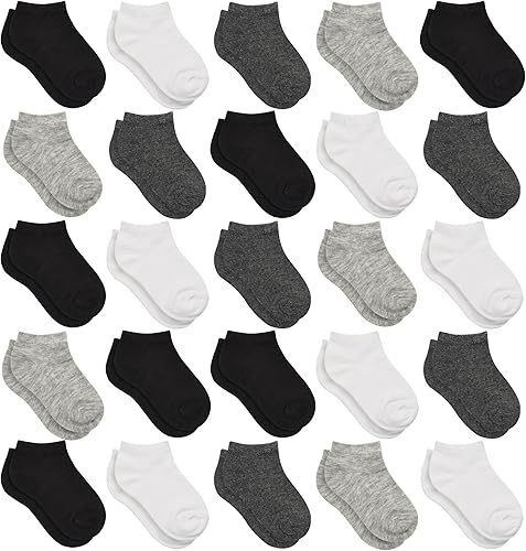 Kids Socks - 25 Pairs Toddler Ankle Socks Set, Low Cut for Boys & Girls (0-14 Years Old)