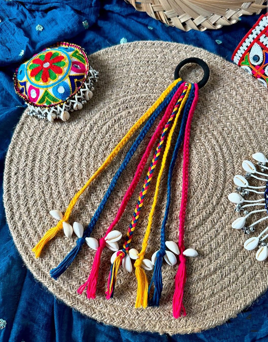 Boho Handmade Colorful Hair Strings for Navratri/Ethnic Look/Bohemian Styling, Colorful Braided Hairband, Thread Hair Accessories & Extensions, Navratri Special, Chotali, 1 Pcs - MultiColor-image-19