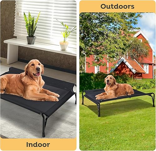 Miniatura 7 de Veehoo Cama elevada para perro con valla protectora de doble cara para perros medianos, malla transpirable lavable, patas antideslizantes en forma