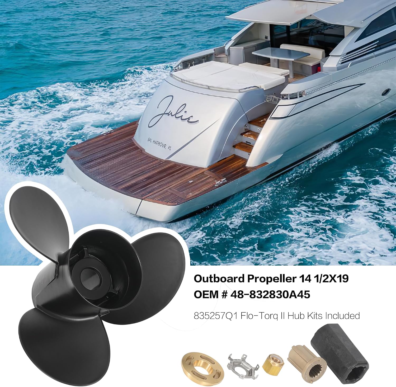 AMYBEST Outboard Boat Propeller, OEM 15 Spline Tooth Aluminum Prop Compatible for Mercruiser Alpha One & Mercury 135-300HP, Includes Hub Kit, RH Rotation