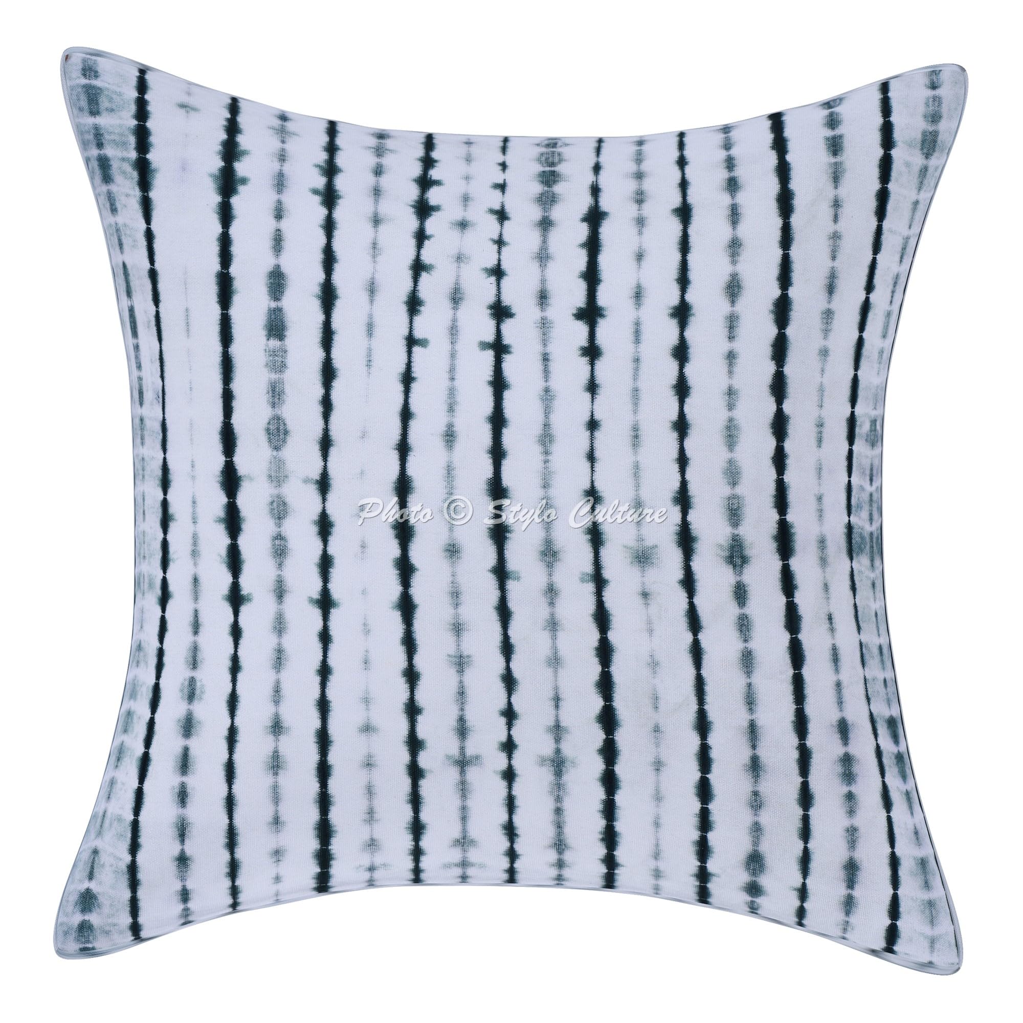 Ethnisch Dekorativ Baumwolle Sofa Kissenbezüge 50x50 cm Grün Dekokissen Shibori Tie Dye Wohnzimmer Couch Kissenhullen Batik Quadrat Bohokissen Kissen Bezüge - 5 STK.