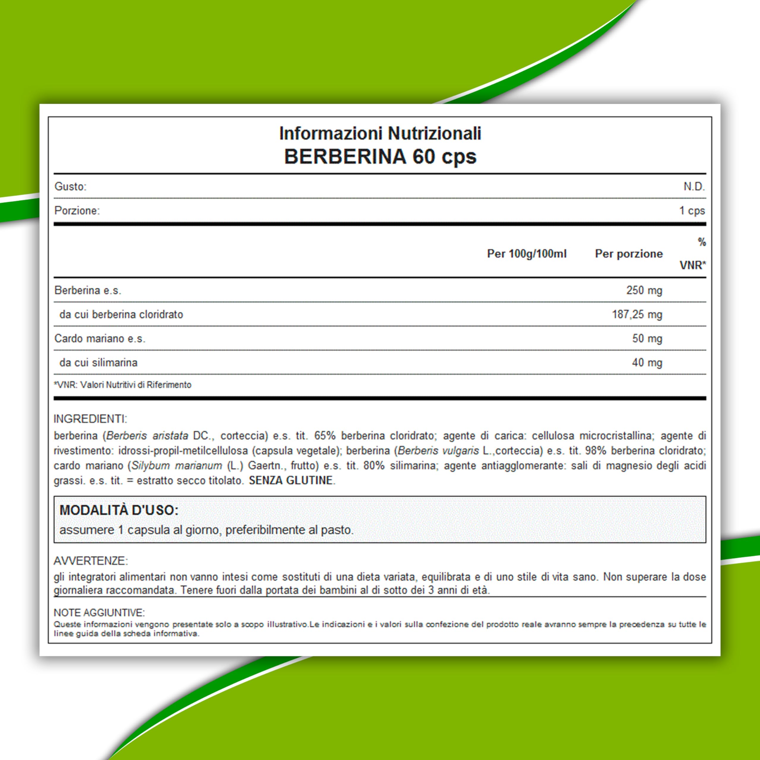 WHY NATURE BERBERINA - Integratori Alimentari Berberina e Cardo Mariano - Integratore per la Funzione Epatica e Cardiovascolare - Senza Glutine - 60 cpr