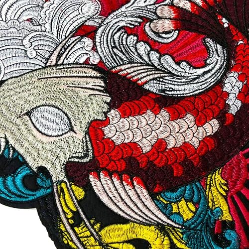 Miniatura 2 de Wixine Parche bordado de pez Koi japonés para coser con apliques, insignia, bricolaje, decoración de manualidades