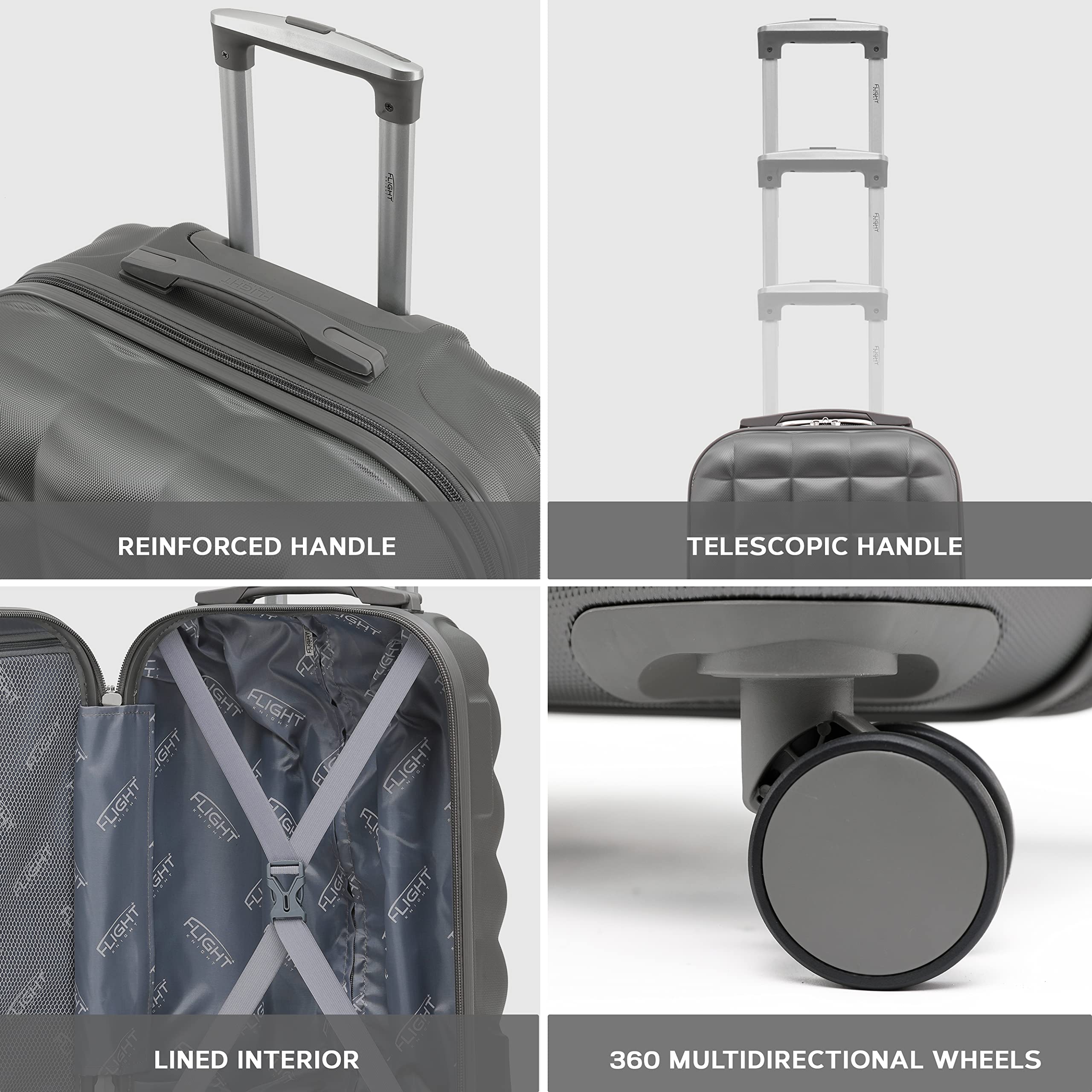 Flight Knight Set of 2 Bubble Suitcase - Lightweight Super Strong Carry On Luggage - Ryanair easyJet Jet2 Approved - 8 Wheel Carry Cabin Hardcase 55x35x20cm