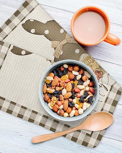 Miniatura 3 de 2 Packs Kitchen Towel Cotton Waffle Weave, Happy Easter Dotted Bunny Eggs Vinatge Black Grey Buffalo Plaid Absorbent Quick Drying Dish Cloths for