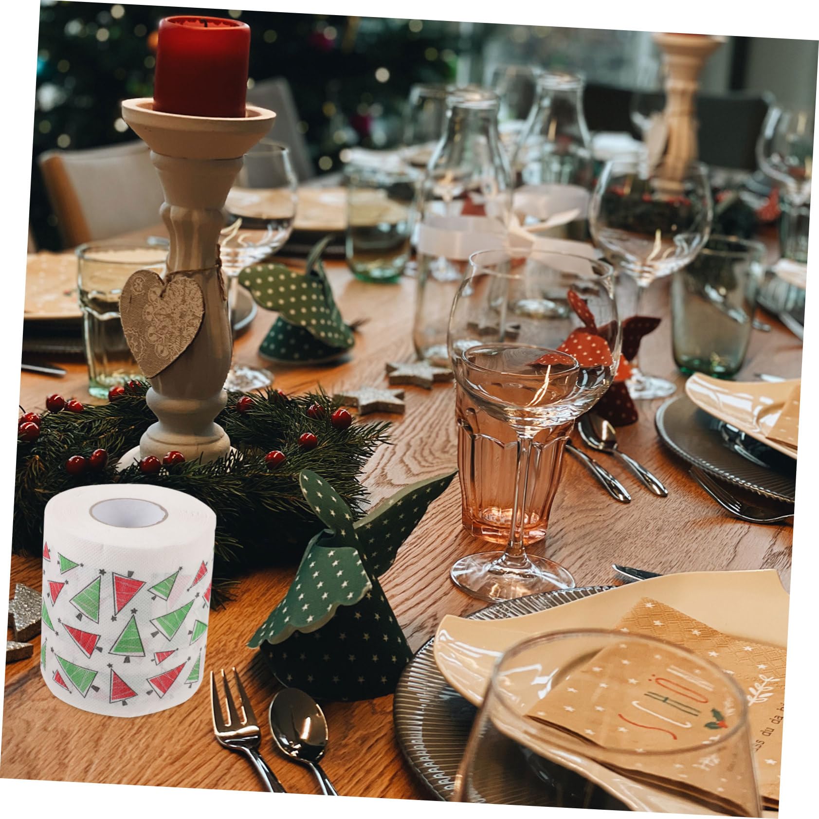Healeved Servilletas Desechables con Diseño Original de Pulpa de Madera Navideñas Paquete de 5 Buena Capacidad de Absorción para Fiesta de Cena de Navidad