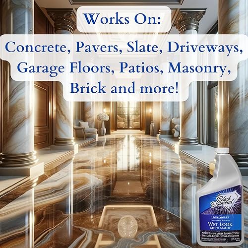 Miniatura 7 de Black Diamond Stoneworks - Sellador de piedra natural de aspecto húmedo, proporciona brillo duradero y protección a Adoquines, losa, hormigón,
