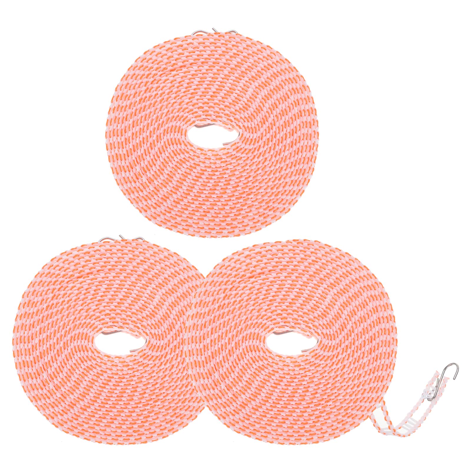 sourcing map 3Pcs 26.24ft Windproof Nylon Clothesline, Portable Washing Line, Adjustable Widen Clothes Drying Rope for Camping Travel Hanger or Home, Orange