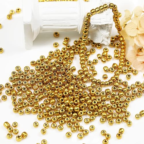 Miniatura 3 de Bala&Fillic Cuentas de color dorado de 0.157 pulgadas (0.157 in), aproximadamente 1200 piezas3.53 oz en bolsa, 60 cuentas de vidrio para hacer