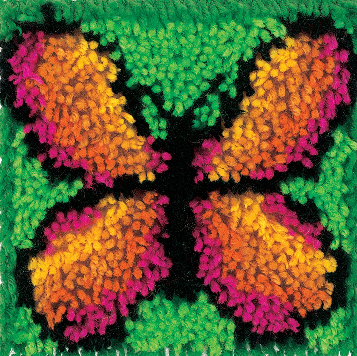 Wonderart Latch-Hook Kit, Butterfly, 8" X 8"