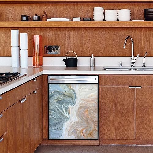 Miniatura 2 de Adhesivo magnético para lavavajillas creativo con ondas abstractas de acrílico pintado turquesa, cubierta magnética para refrigerador, decoración de