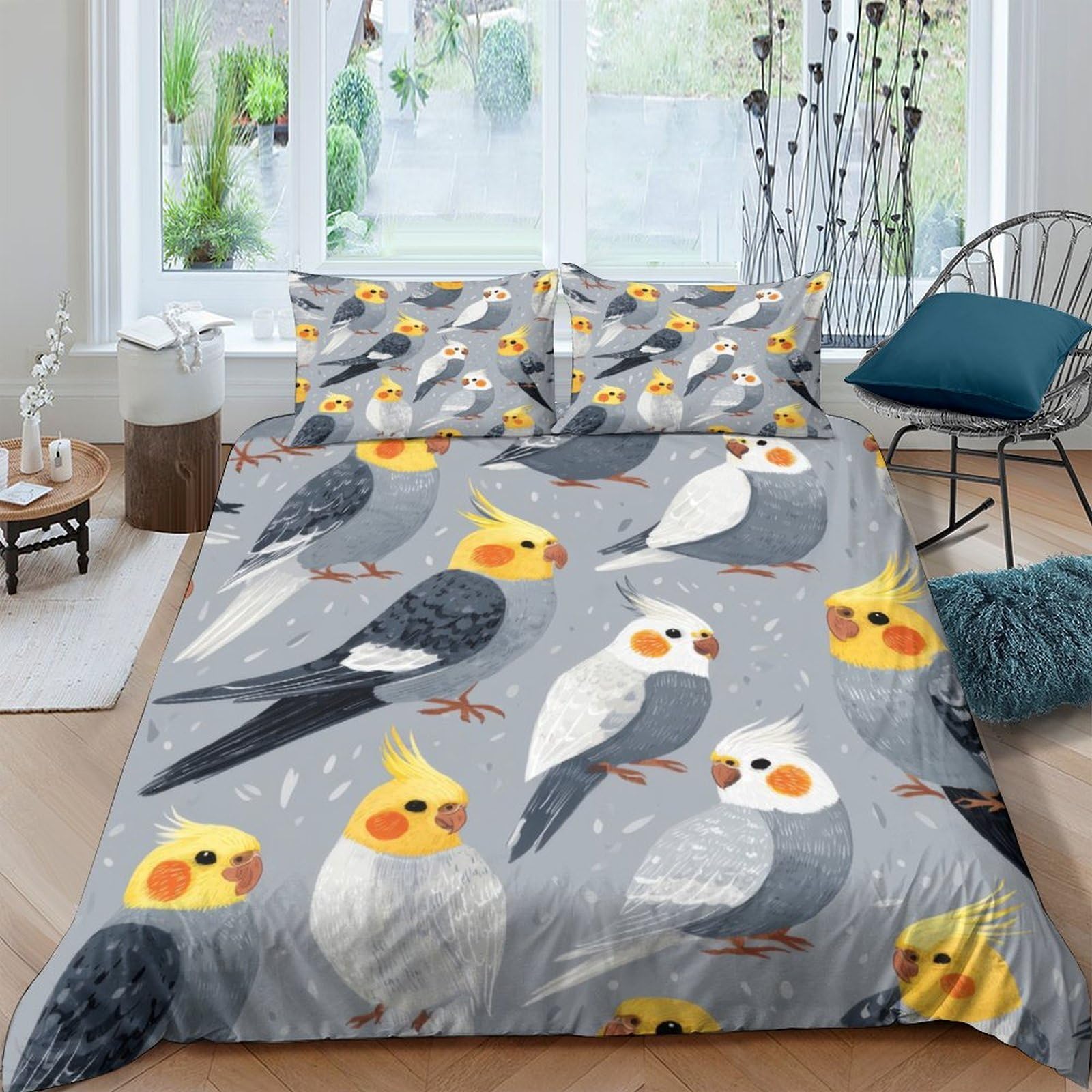 Ctjqhvkz Style-2 3D Printed Cockatiel Parrot Fitted Sheet Microfiber Soft Anti-Slip Bed Cover For Bedroom Dorm Room Mattress Protection Single（135X200cm）