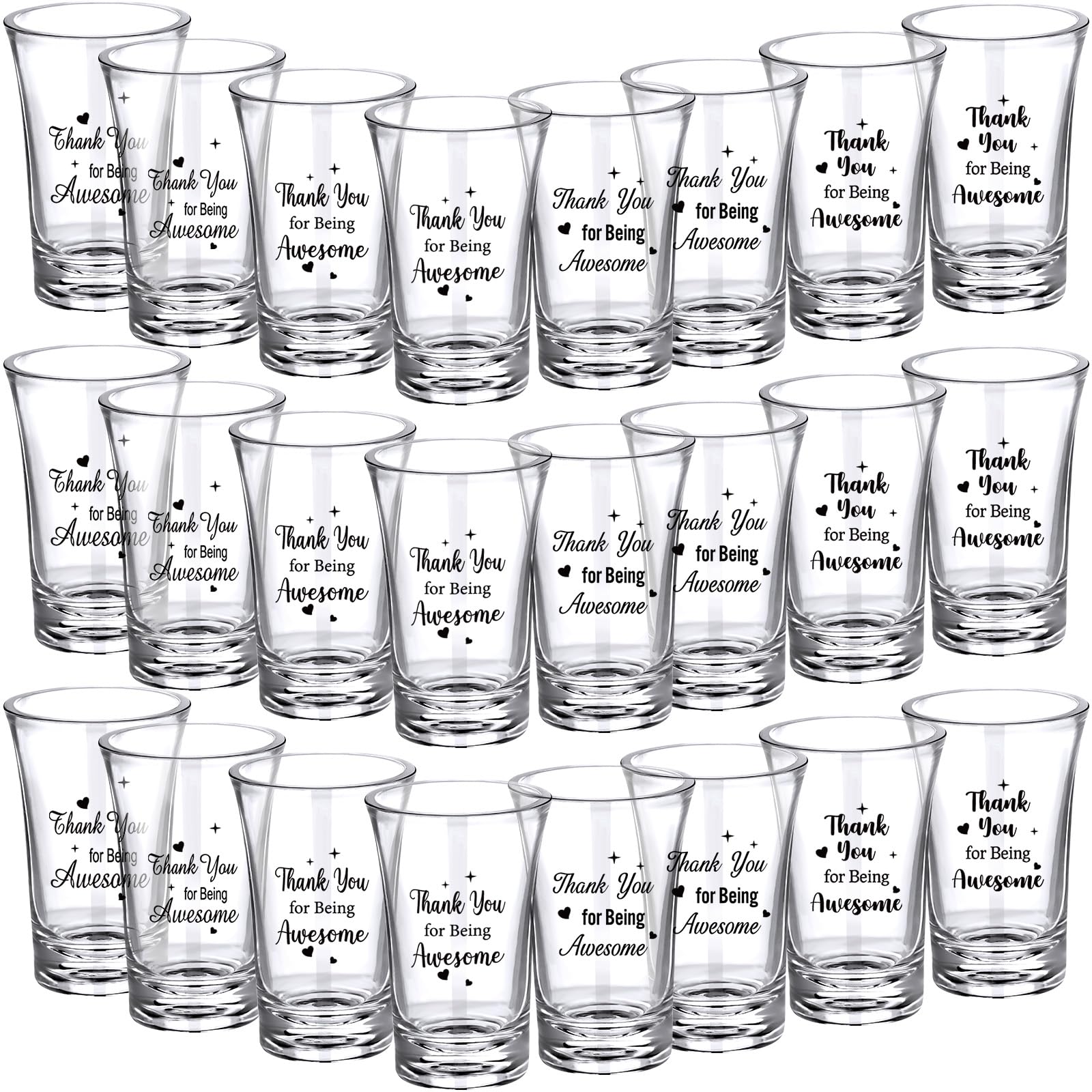Karenhi 24 Pcs Thank You Shot Glasses Bulk 1.2oz Acrylic Clear Thank You for Being Awesome Shot Glasses Party Favors Employee Appreciation Gifts for