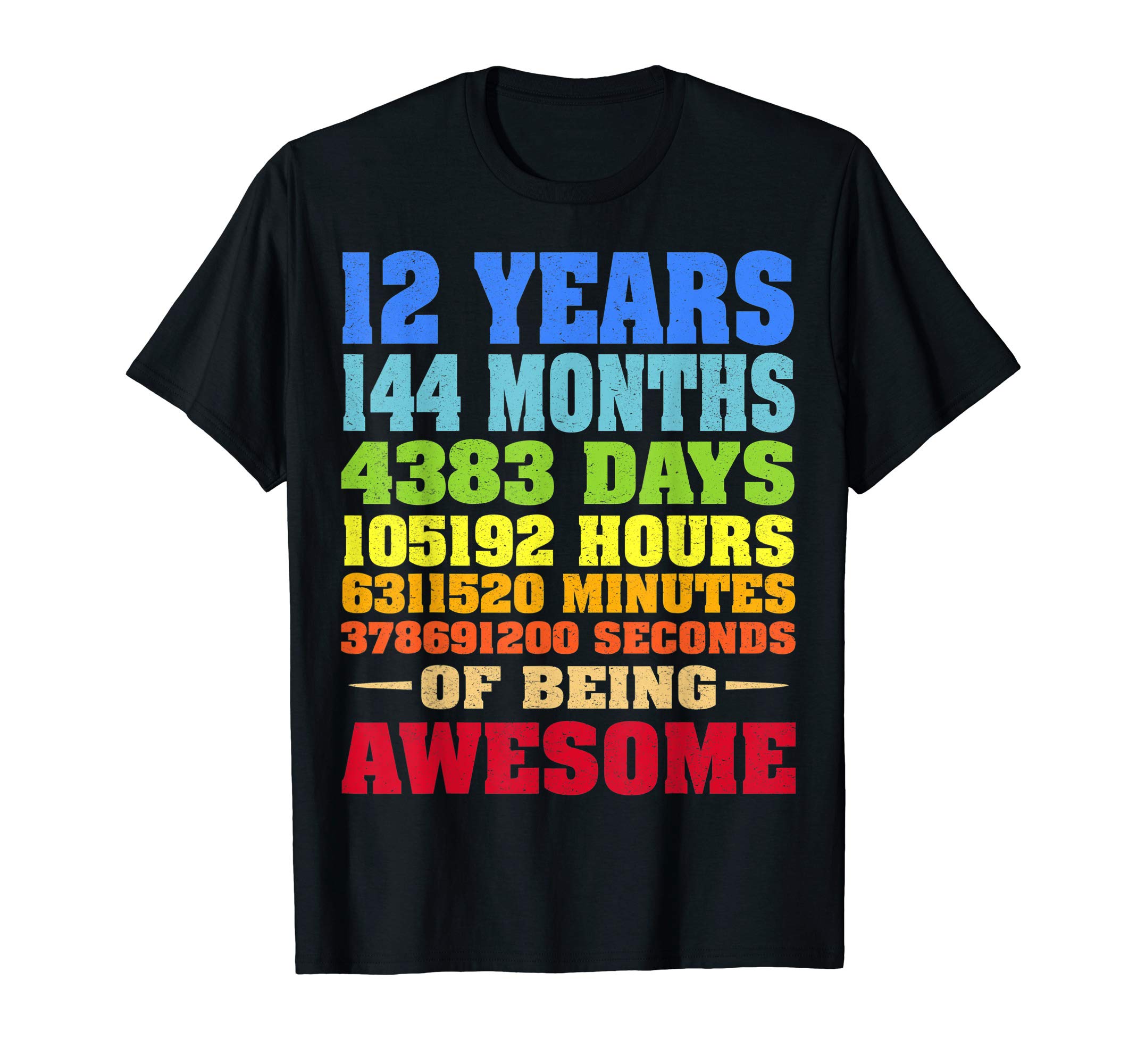 12th Birthday T-Shirt 12 Years Old Tee Bday GiftVintage 12 Years Old Being Awesome 12th Birthday Boys Girls T-ShirtOEKO-TEX STANDARD 100
