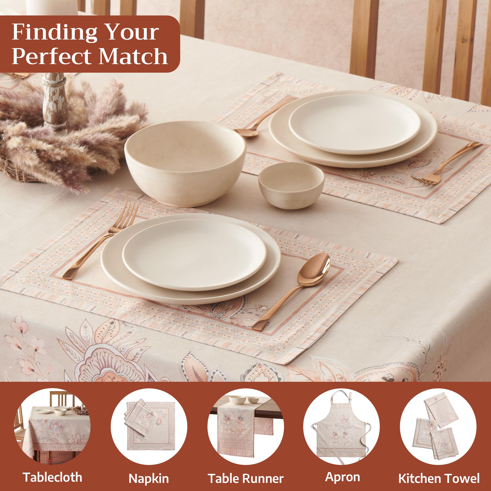 Maison d' Hermine Platzsets, 100 % gekämmte Baumwolle, Premium-Set, 4 Stück, dekoratives waschbares Stoff-Platzset, Esszimmer, Buffet-Partys und Camping – Society Florals (33 x 48,3 cm)