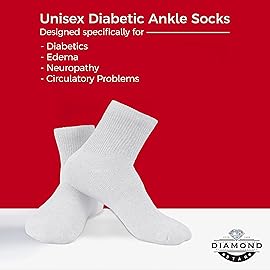Diamond Star Diabetic Ankle Socks, Non-Binding Circulatory Doctor Approved Cushion Cotton Quarter Socks for Mens Womens (6 Pack White, Men\'s Women\'s 9-11 Shoe Size 5-10)