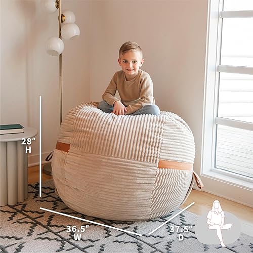 Miniatura 342 de Big Joe Fuf - Puf extragrande (XXL) relleno de espuma con funda extraíble, color niebla Lenox, poliéster tejido duradero, 6 pies, gigante Negro