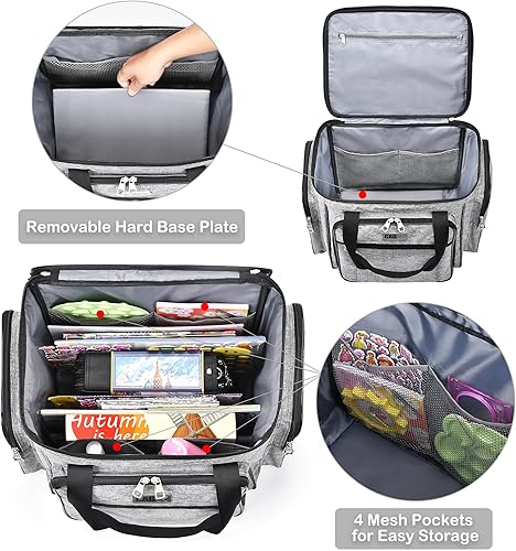 Miniatura 4 de CAB55 Bolsa de manualidades con ruedas, bolsa de mano con ruedas para mujer, bolsa de profesor con ruedas y camiones de mano plegables extraíbles,