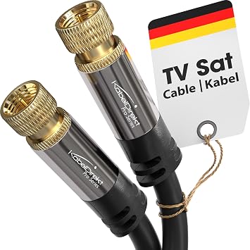 KabelDirect – Sat/Antenna Cable, Coaxial Cables – 15m – 4K TV Satellite Cable with Metal F Connector – available from 0.5-30m (Radio/TV, DVB-T, DVB-C, DVB-S/DVB-S2, internet, black)