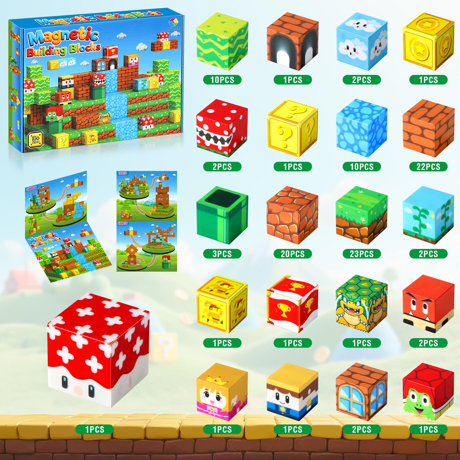 LUVTOY Costruzioni Magnetiche per Bambini - Blocchi Magnetici - Magneti Bambini - Giochi per Bambini Giochi Montessori 3 4 5 6 7 8 Anni - Halloween Regalo di Pasqua e Compleanno per Ragazzi e Ragazze