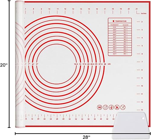Miniatura 2 de Qidoe - Tapete de silicona para hornear (20 x 28 pulgadas), extra grueso, antiadherente, con medición, tapete de fondant, tapete para amasar, tapete