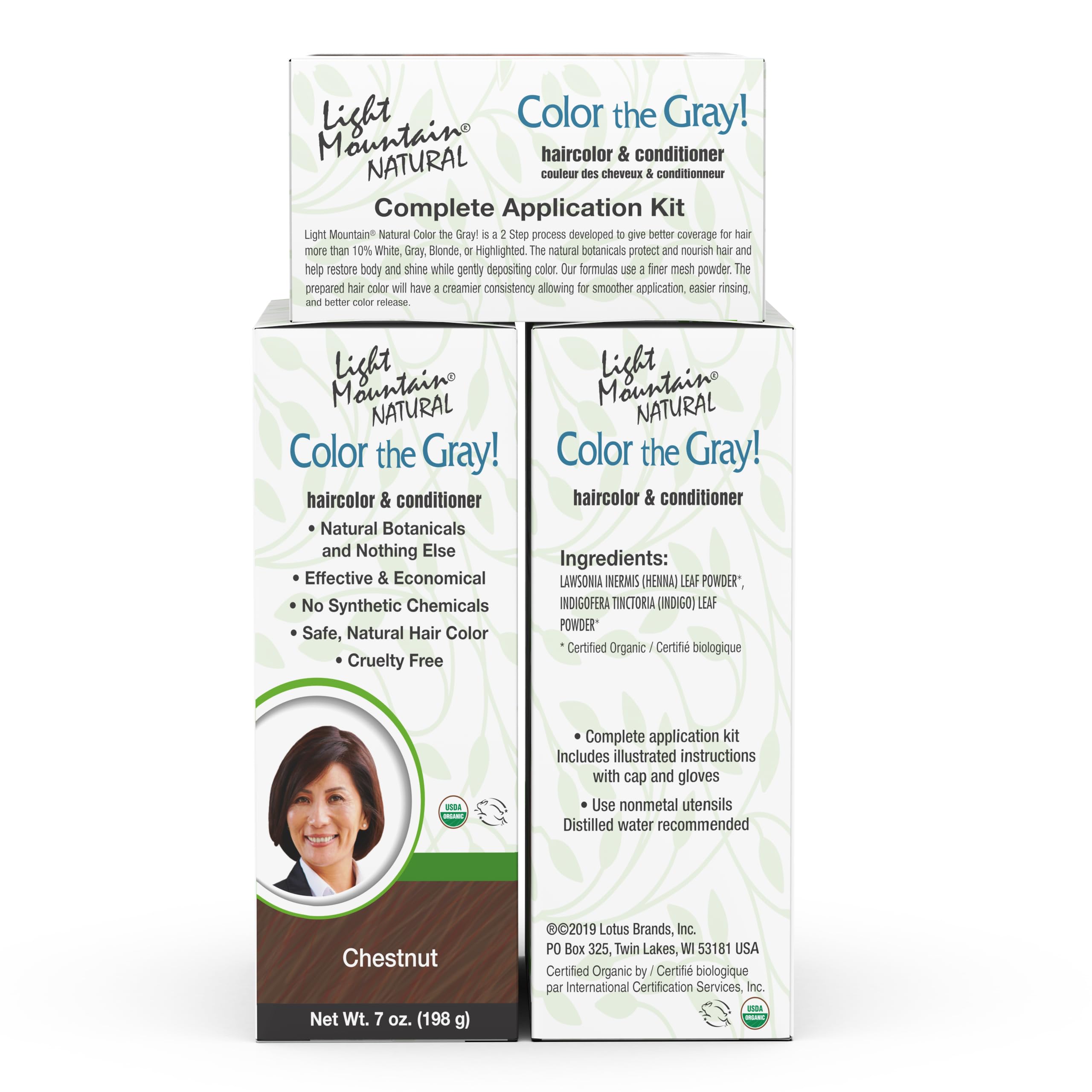 Henna - Tinte y acondicionador para el cabello, color gris – Tinte para cabello castaño para hombres y mujeres, 2 pasos sin productos químicos, color semipermanente para cabello blanco, 9