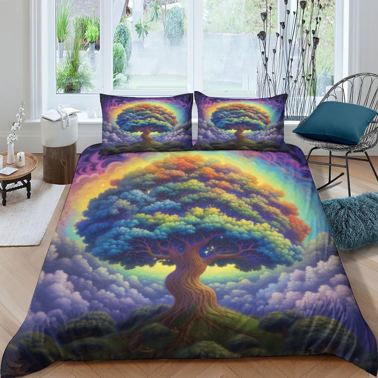 Housse de couette 3D galaxie pour un lit double sans plis et facile à border
