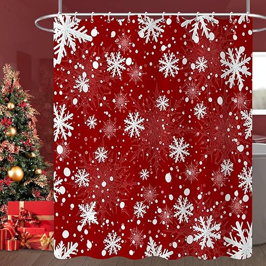 Red Xmas Snowflake White Winter Background