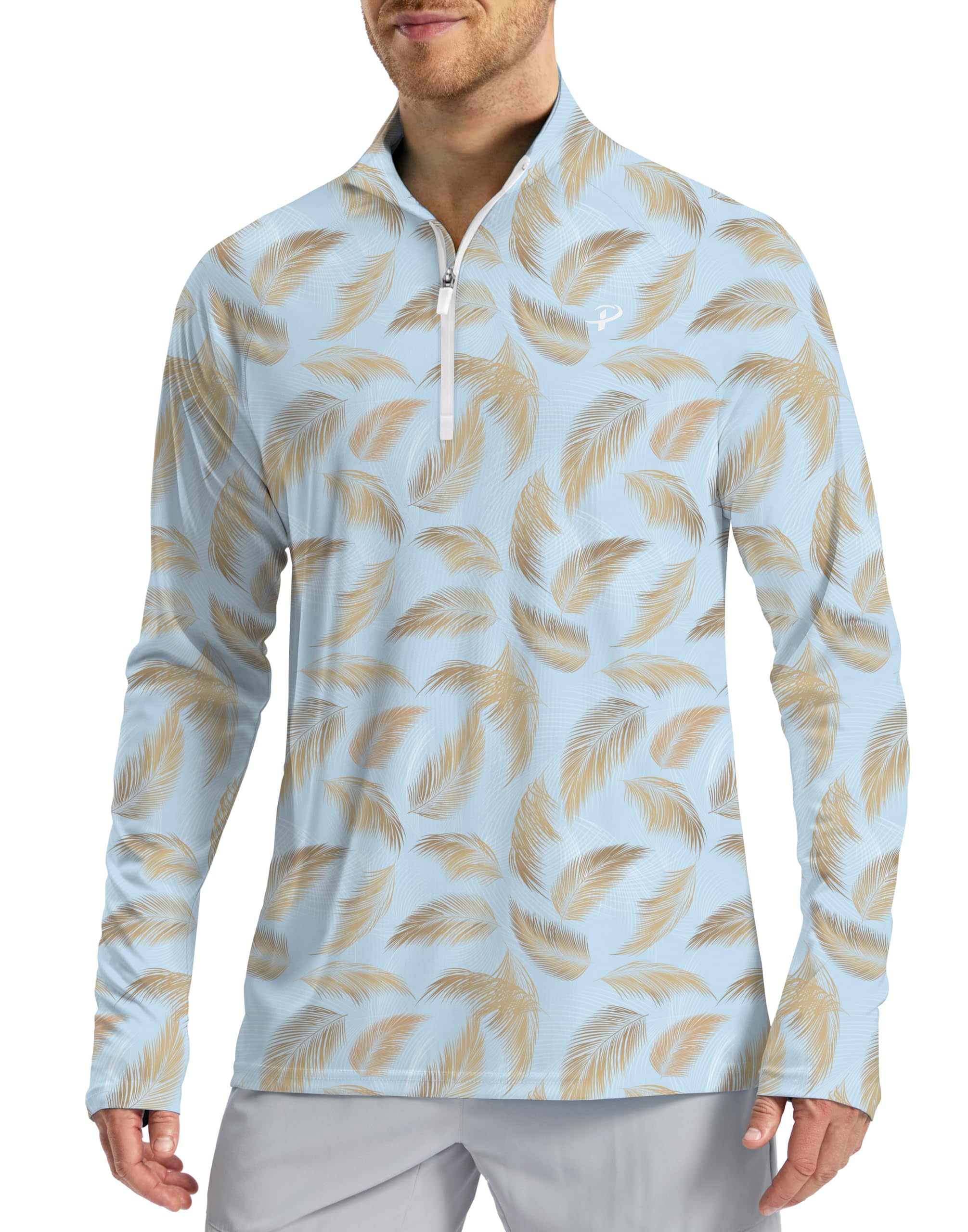 Men's Long Sleeve Sun Shirts 1/4 Zip UV SPF UPF 50+ Rash Guard Fishing Running Hiking Outdoor Shirts-image-48