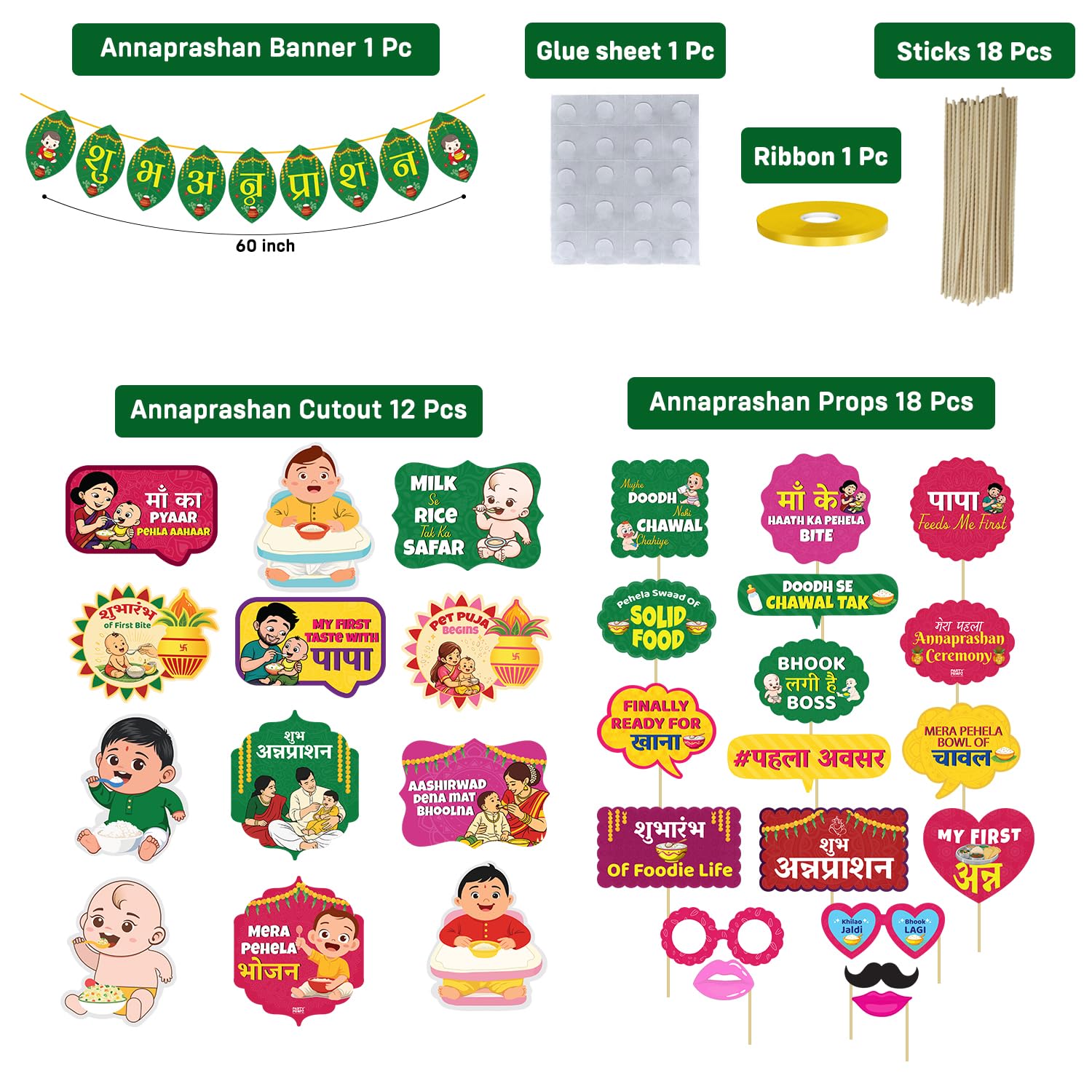 Annaprashan Decorations - 51 Pcs Baby Boy Girl Rice Ceremony Kit -2