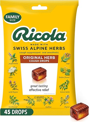 Ricola Gotas de hierbas originales para la tos 45 gotas fórmula de hierbas naturales suizas única con mentol para un alivio eficaz de larga duración
