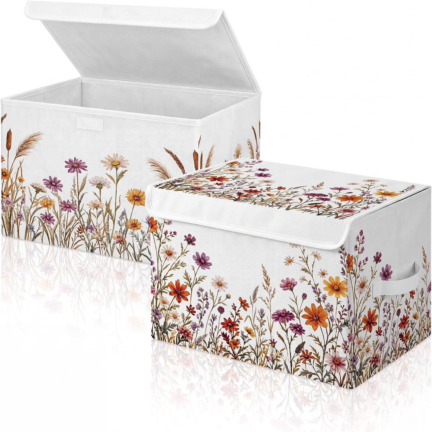 Fourluoo 2 Pack Halloween Fabric Storage Bins with Lids Carrying Handle