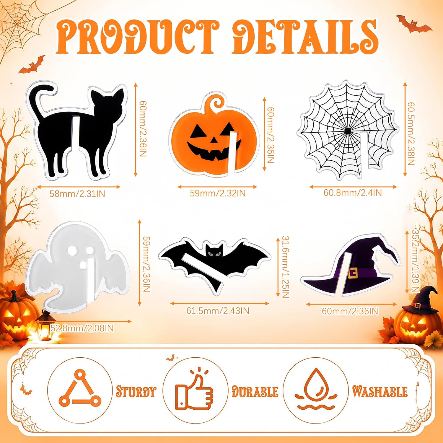 FillTouch Halloween Wine Glass Charms Drink Markers