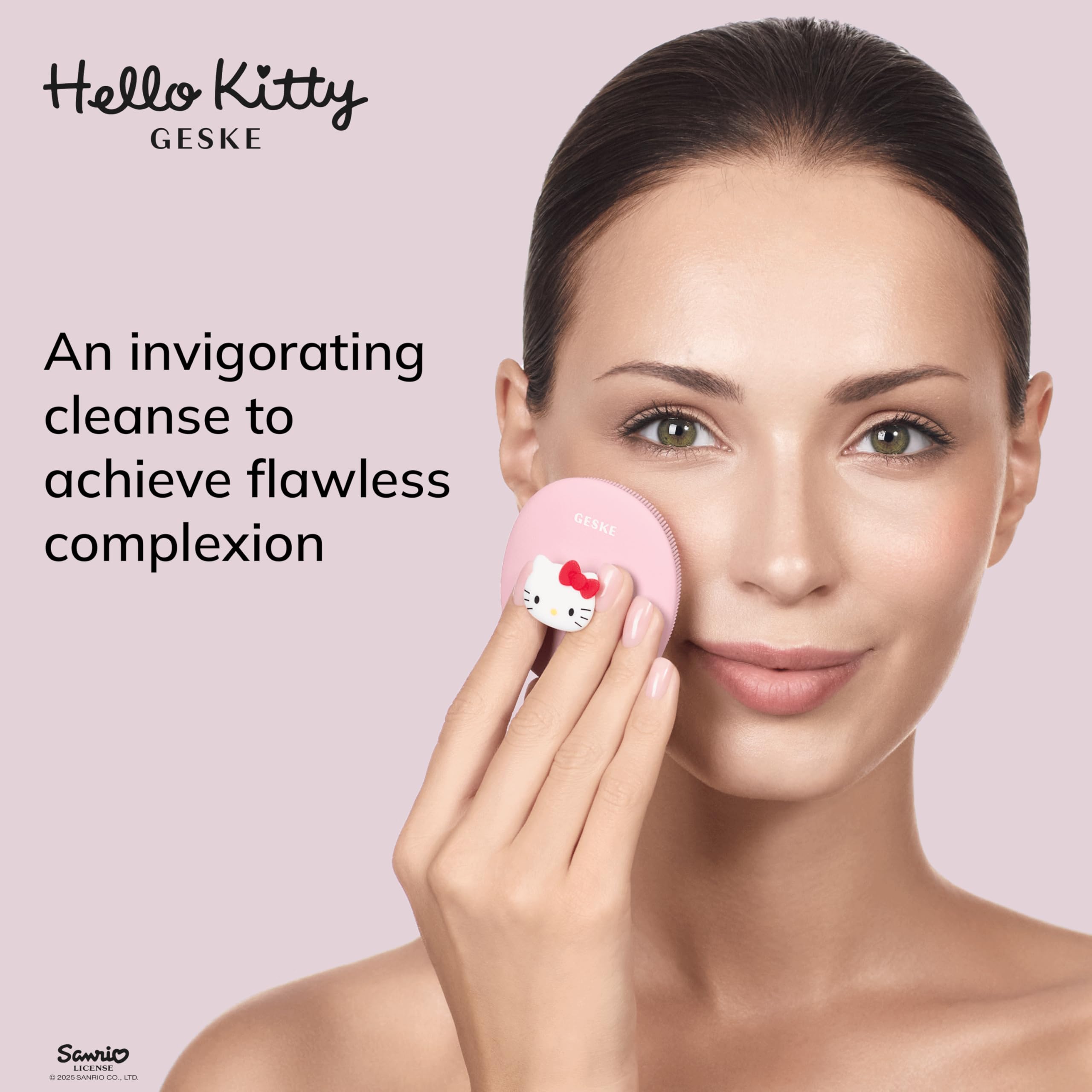 GESKE x Hello Kitty | Szczoteczka do twarzy SmartAppGuided™ | 3 w 1 | Szczoteczka do twarzy | Szczotka do czyszczenia | Silikonowa szczoteczka do twarzy | Oczyszczanie skóry