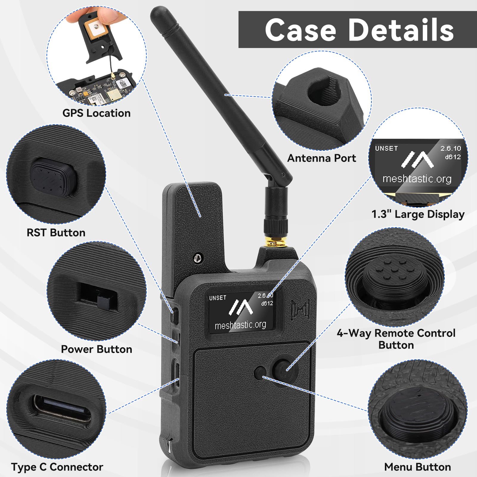 Carte De Développement Wio Tracker L1 Avec Batterie 3000mAh - Module LoRa Meshtastic, GPS, Bluetooth 5.0, écran OLED 1.3", Charge Solaire Ou USB-C