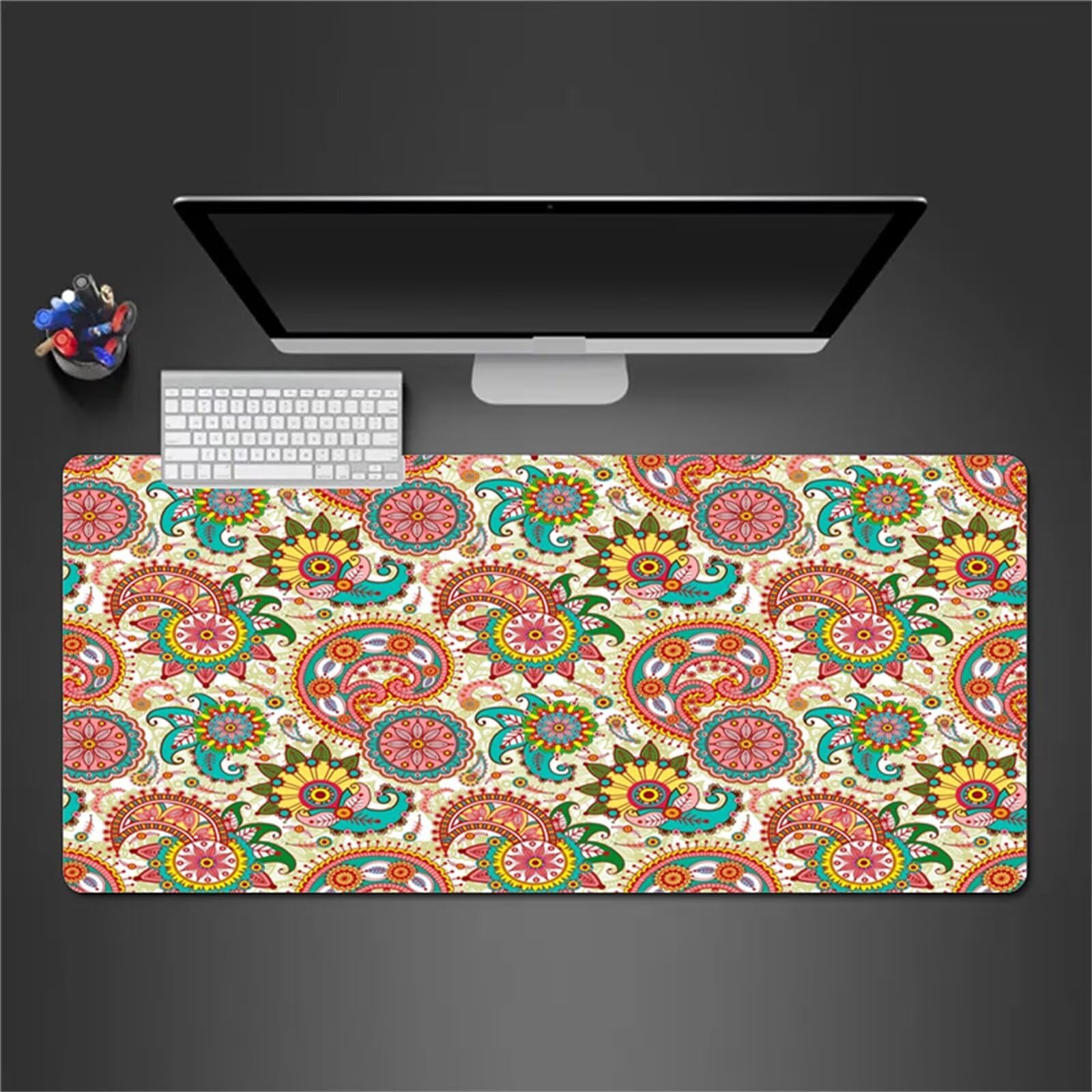 Tappetino Mouse Gaming Mandala Rosa Grande Mouse Pad XXL 1200x600x3mm Confortevole Lavabile Antiscivolo Tappetino Scrivania Tappetino per Mouse da Gioco per Casa Ufficio Sala Giochi