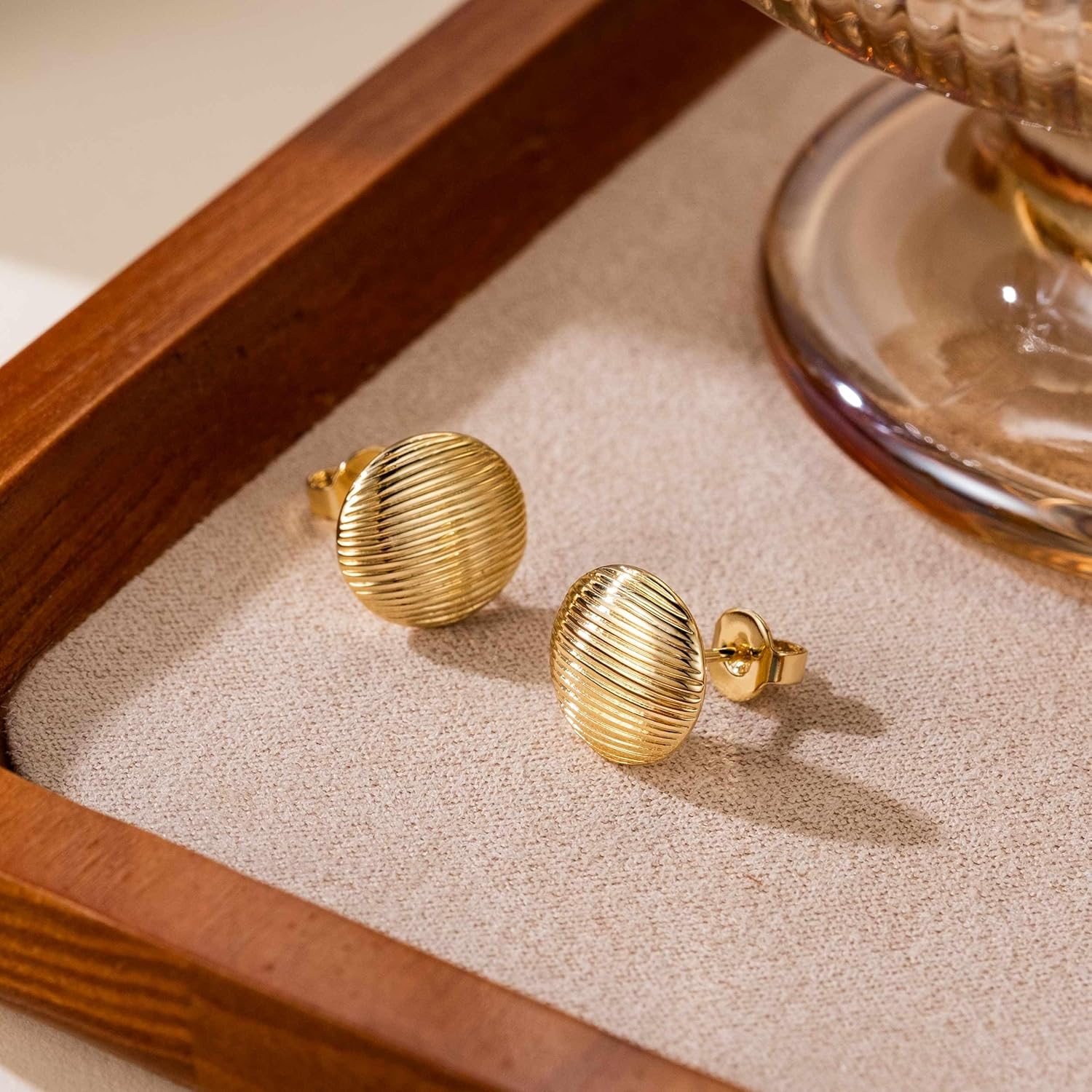 Gold Earrings 14K Gold Stud Earrings for Women Shell-Like Aesthetic Adorable and Comfort-Focused Womens Stud Earring 12mm - Image 6